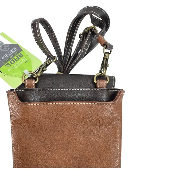 NWT Chala Sunflower Crossbody Phone Bag Brown Vegan Leather RFID Travel Purse - Picture 8 of 11